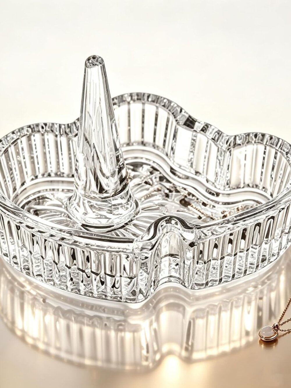 Crystal Ring Holder, Decorative Glass Trinket Tray Jewelry Dish Organizing